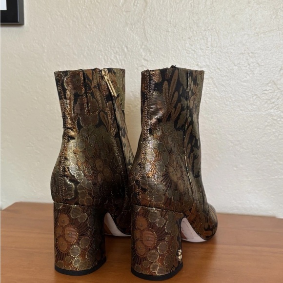 Sam Edelman Metallic Floral Brocade Ankle Boots in Gold and Bronze - Picture 3 of 6